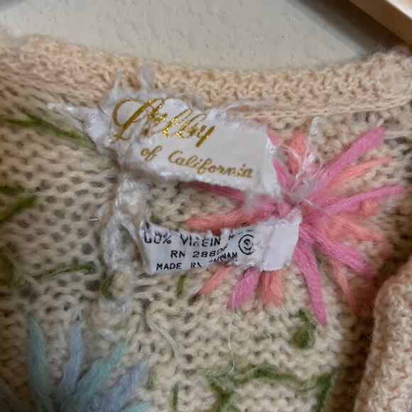 Rare Vtg Lilly of California Hand Knit Granny Square Open-Front Cardigan XS/S - Picture 7 of 10